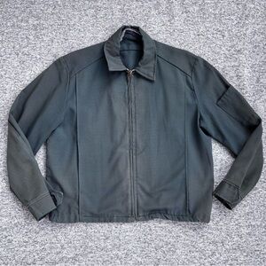 Vintage Green Military Style Zip Front Light Weight Jacket